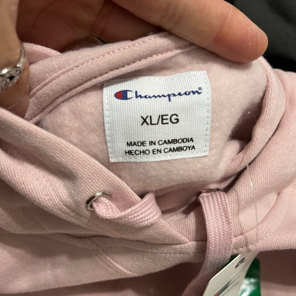 NWT Women’s Size X-Large Champion Drawstring Logo Embroidered Hoodie Hush Pink - Picture 8 of 12